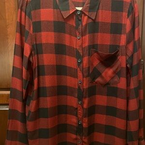 NWOT Pink Lily Boutique Red and Black Checkered Shirt